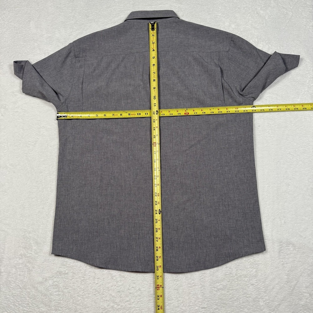 Weekender Shirt Mens Large Gray Short‎ Sleeve Button Up Outdoor Travel Pockets - Picture 6 of 9